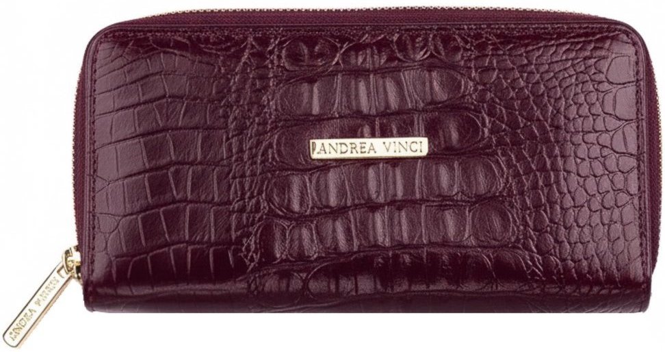 Imagem principal Carteira feminina de couro croco Tinna 10x19cm - Marsala Andrea Vinci vermelho Andrea Vinci vermelho