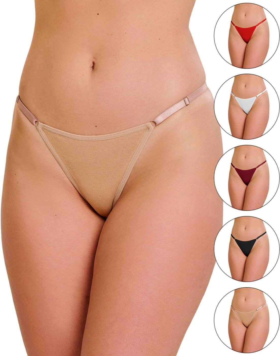 Imagem principal Kit 6 Tangas Gabi Lingerie de Algodão Conforto Moda Sexy Fio Duplo Lingerie Feminina com Regulagem multicolorido Gabi Lingerie multicolorido