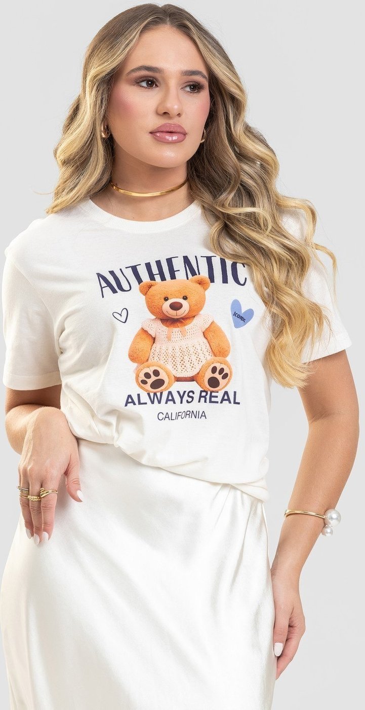 Imagem principal Camiseta Feminina Cianitas Branca Estampa Urso Authentic branco Cianitas branco