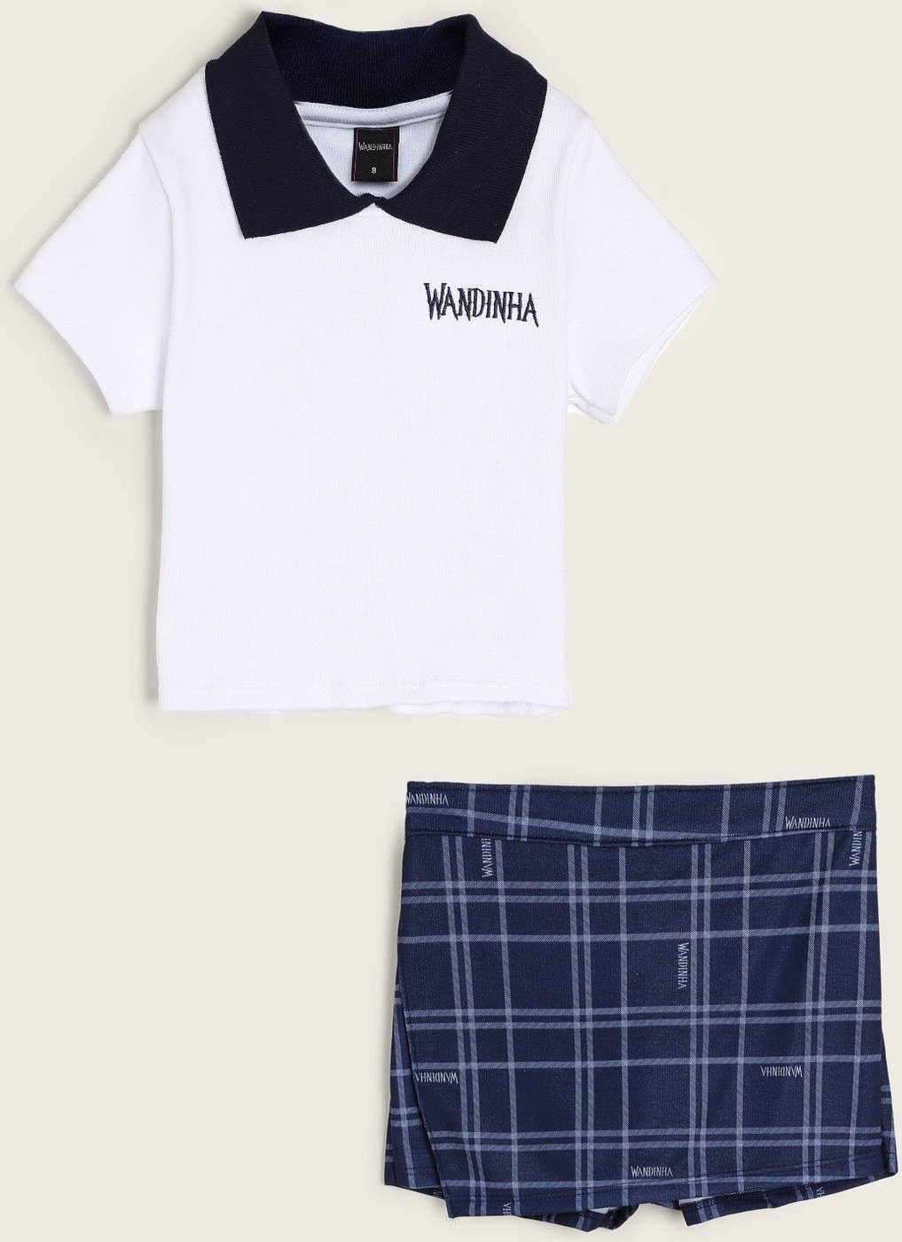 Imagem principal Infantil - Conjunto 2pçs Manga Curta Brandili Wandinha branco Brandili branco