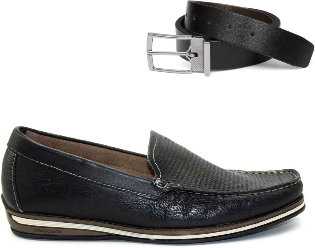 Imagem principal Mocassim De Couro Democrata Easy Ted 135201+Cinto Masculino Dupla Face preto DEMOCRATA preto
