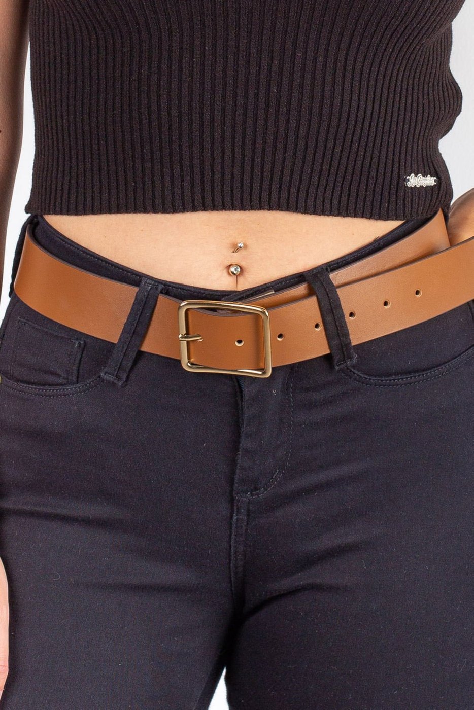 Cinto Andrea Vinci Feminino Largo De Couro Maya - Whisky