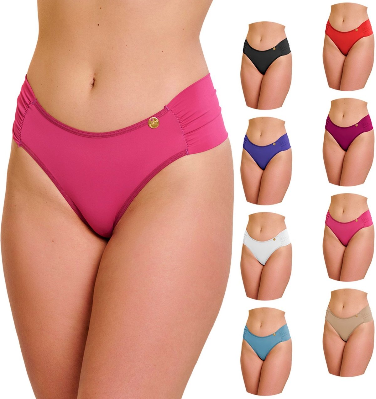 Imagem principal Kit 6 Tangas Gabi Lingerie Feminina Poliamida Fio Duplo Calcinha Franzida Lateral Lingerie Lisa Microfibra multicolorido Gabi Lingerie multicolorido