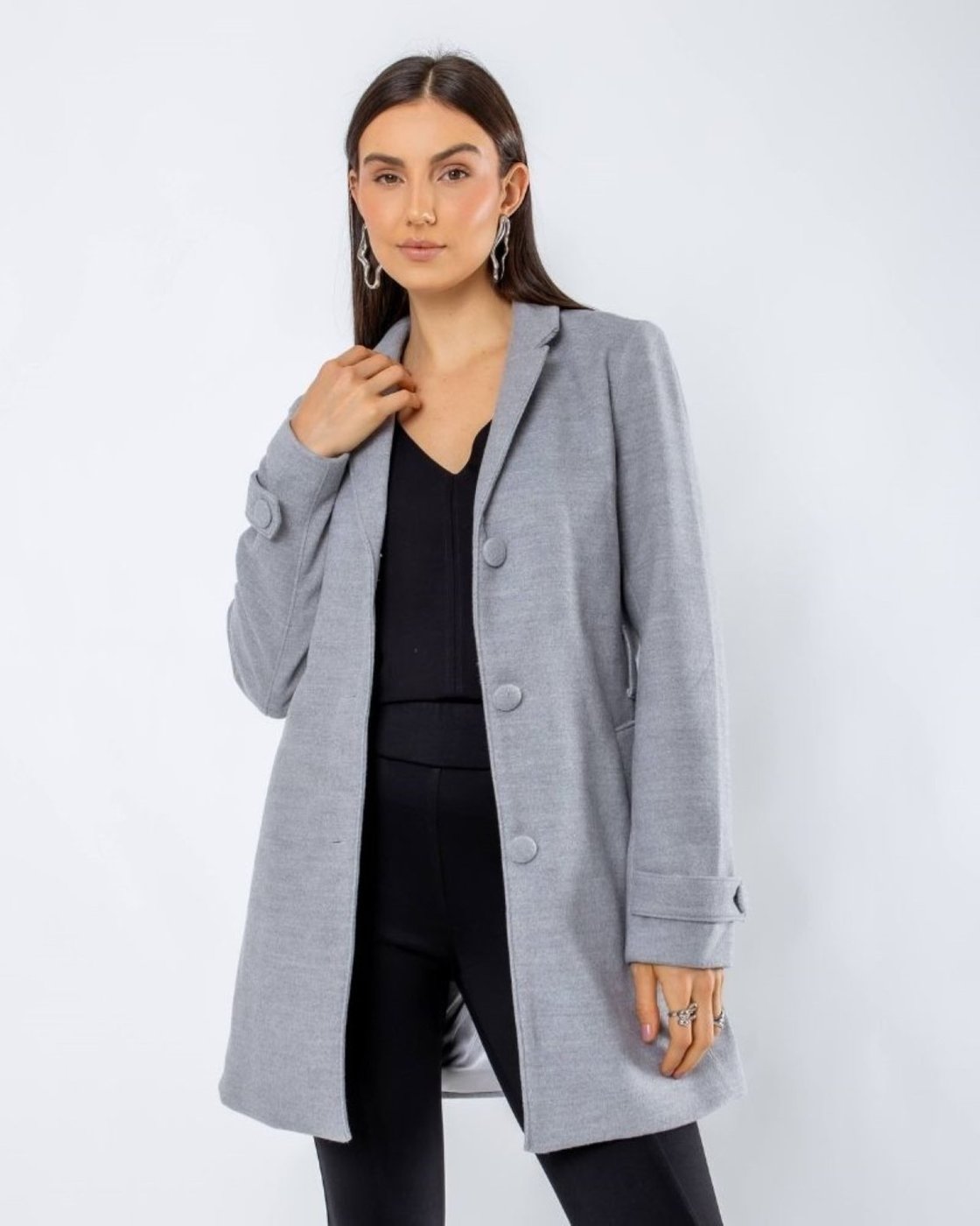 Imagem principal Casaco Longo de Lã Batida Elsa POLLEN cinza POLLEN cinza