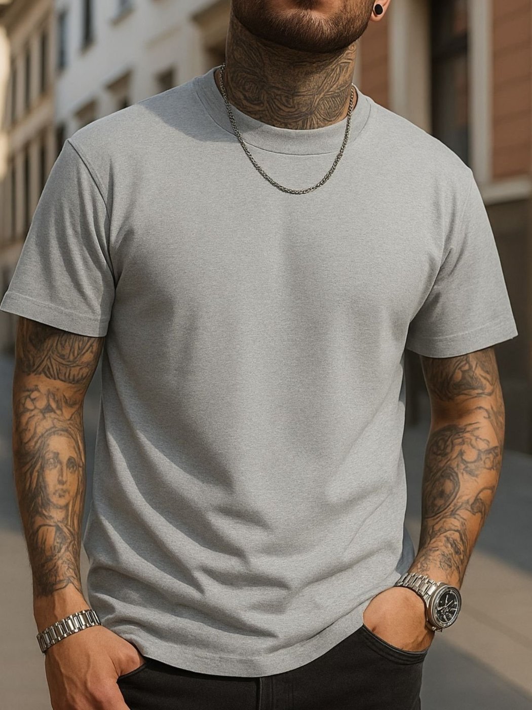 Imagem principal Camiseta Básica Safira Moda Algodão Prata cinza Safira Moda cinza