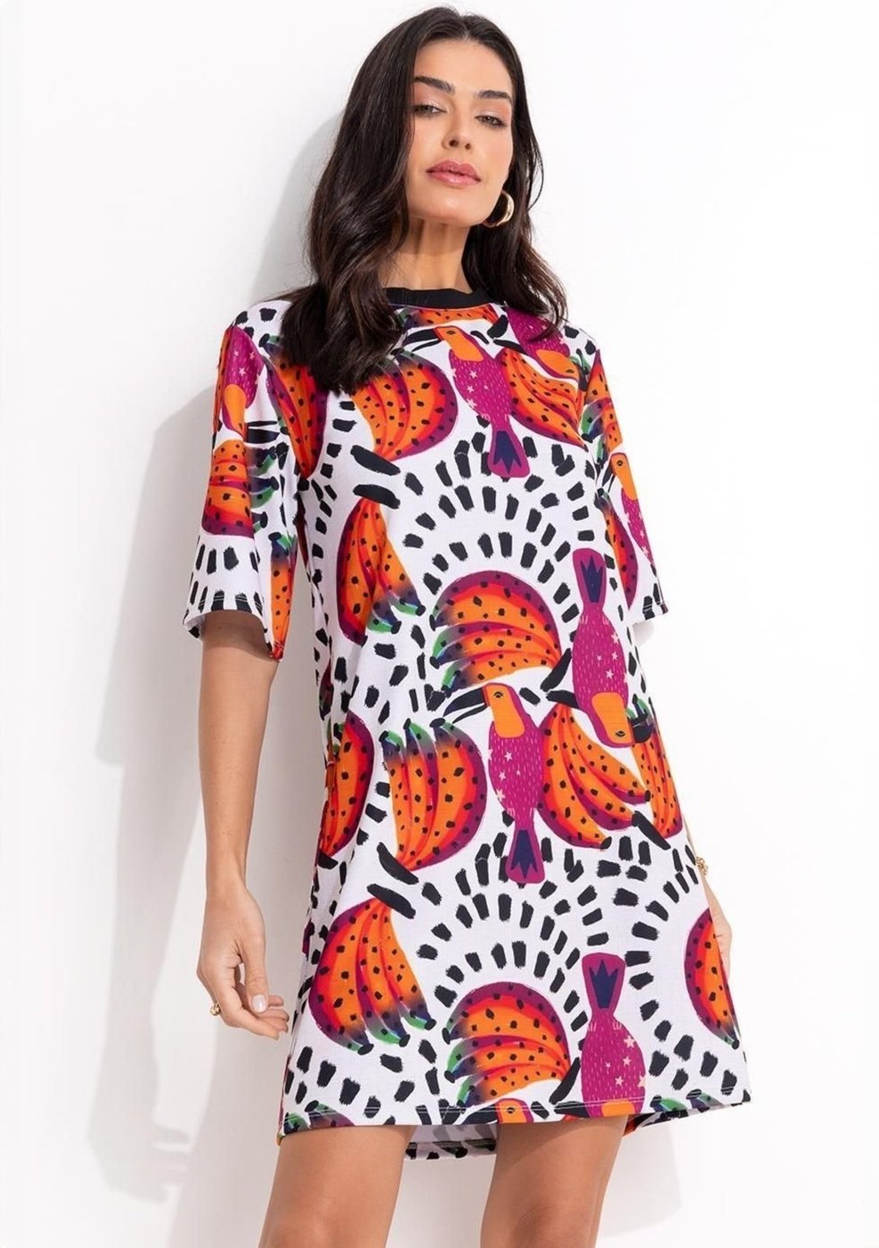 Imagem principal Vestido Em Malha Crepe Tucanos Quintess rosa Quintess rosa