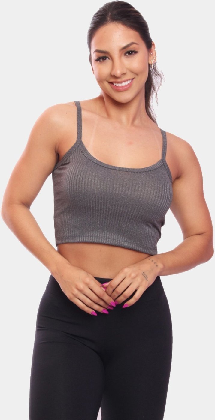 Imagem principal Top Cropped Alcinha Canelado Feminino Lisa Blusa Blusinha Básica ADRIBEN rosa ADRIBEN rosa