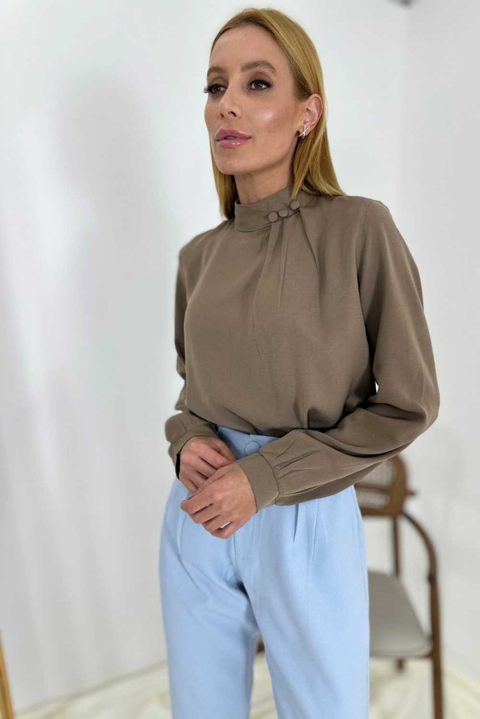 Imagem principal Blusa Vanibele Crepe Cappucino marrom Vanibele marrom