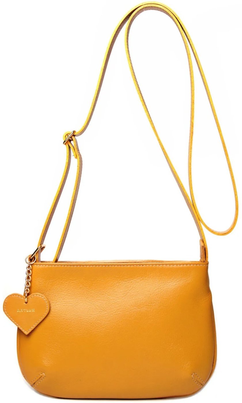 Bolsa Transversal em Couro Artlux Mostarda 9063