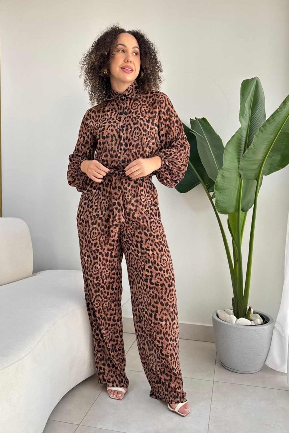 Imagem principal Calça Vanibele Wide Animal Print marrom/onça Vanibele marrom/onça