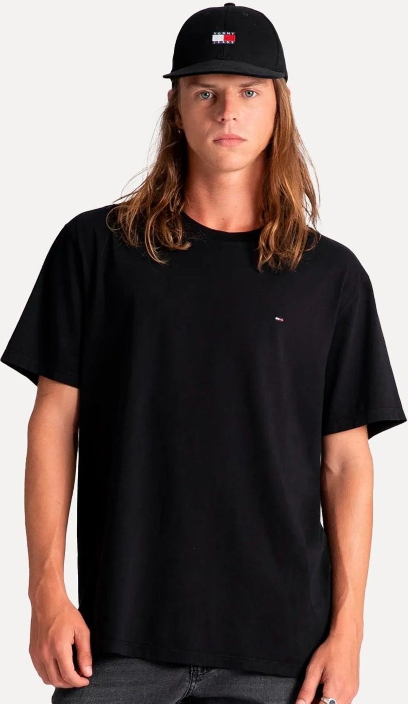 Imagem principal Camiseta Tommy Jeans Regular Jersey C-Neck Flag Preta preto Tommy Jeans preto