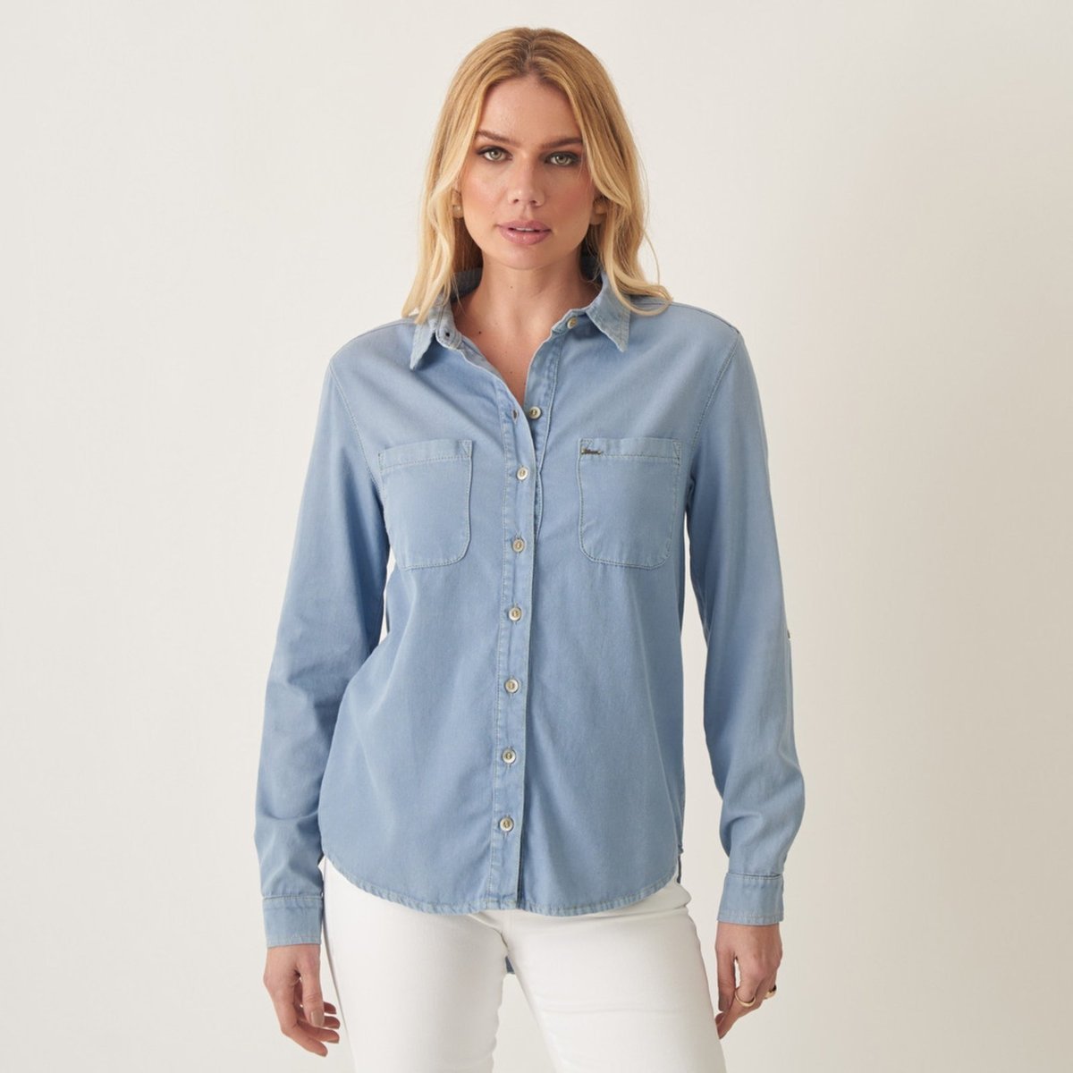 Imagem principal Camisa Jeans Reta com Bolsos Frontais Bloom azul Bloom azul