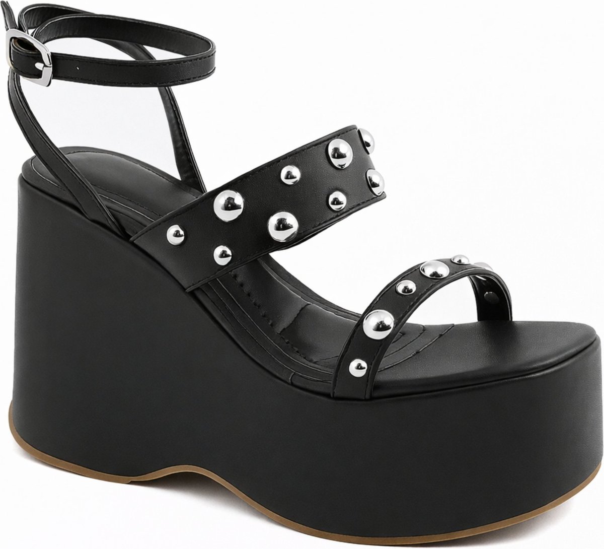 Imagem principal Sandália Feminina Anabela Aplicação Em Metal Dourado 182172 Flor da Pele preto Flor da Pele preto