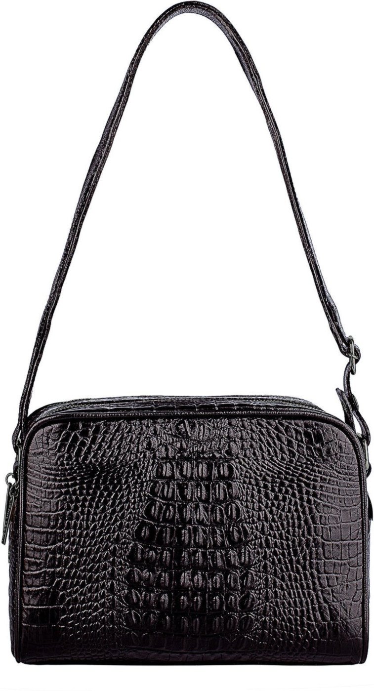 Imagem principal Bolsa quadrada de couro croco grafite Daiana Andrea Vinci preto Andrea Vinci preto