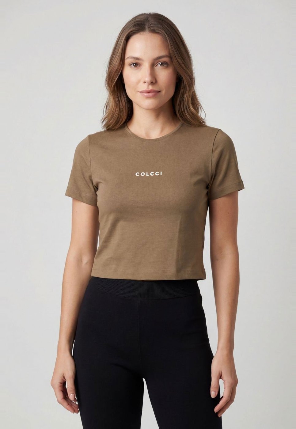 Imagem principal Camiseta Feminina Colcci Cropped Logo marrom marrom
