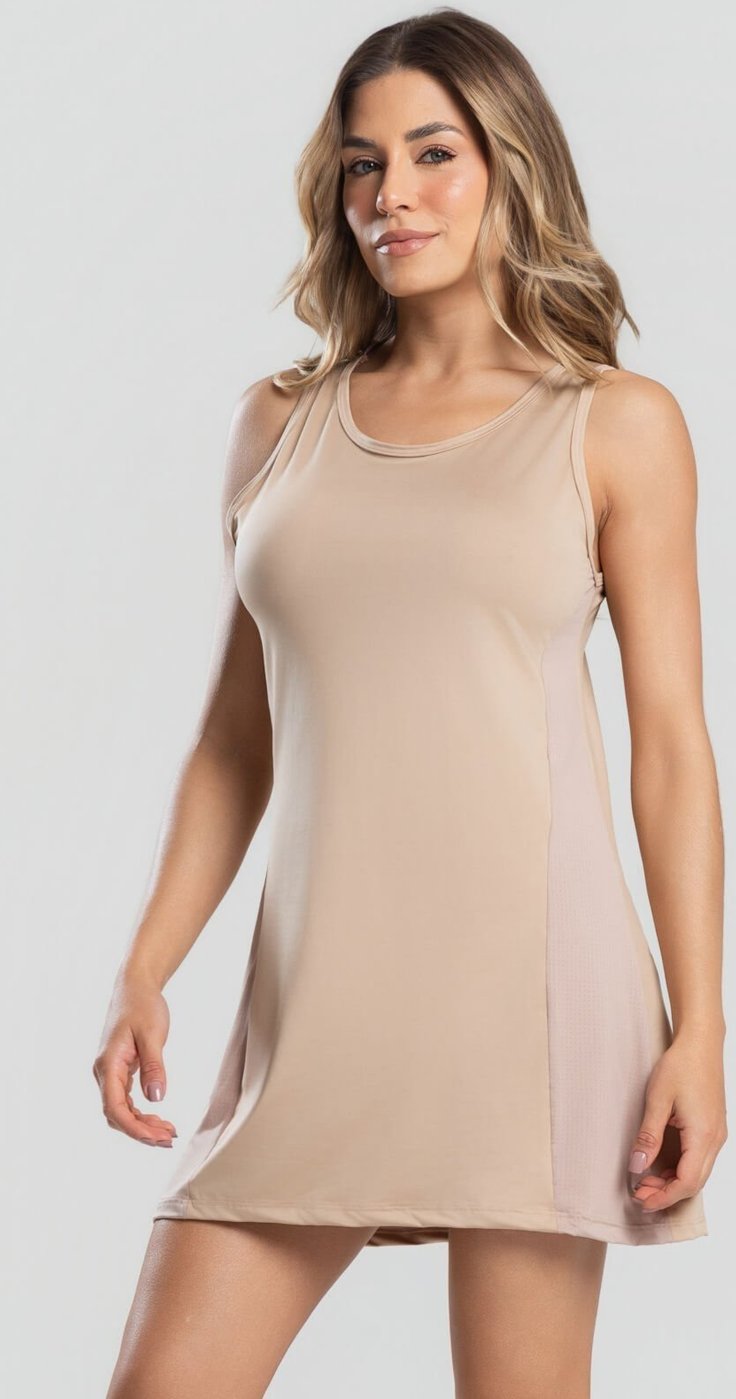 Imagem principal Vestido Beach Tennis Feminino Tecido Proteção Uv 50+ Vicbela bronze/castanho/marrom Vicbela bronze/castanho/marrom