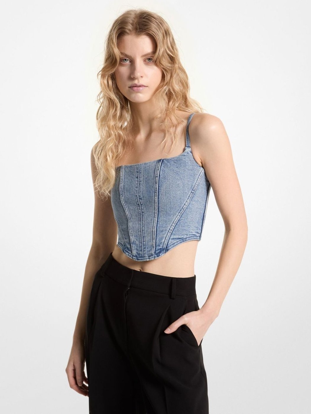 Imagem principal Blusa Cropped Jeans Mt440ofeb1918 Michael Kors azul Michael Kors azul