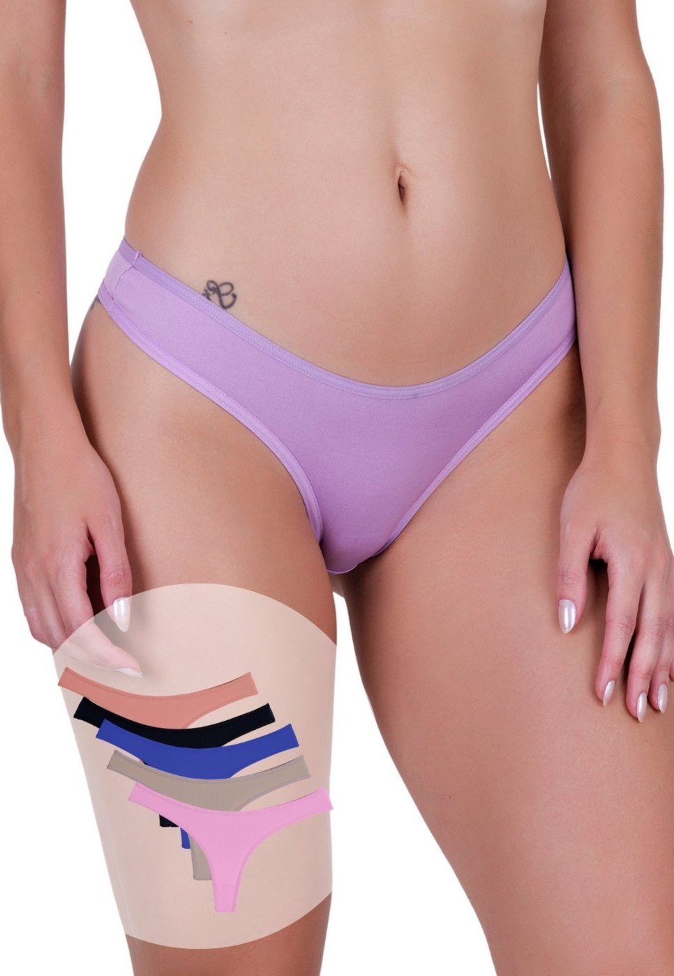 Imagem principal Kit 5 Calcinhas Femininas Fio Dental Microfibra Alternativa Tanga Básica Concept Lingerie multicolorido Concept Lingerie multicolorido