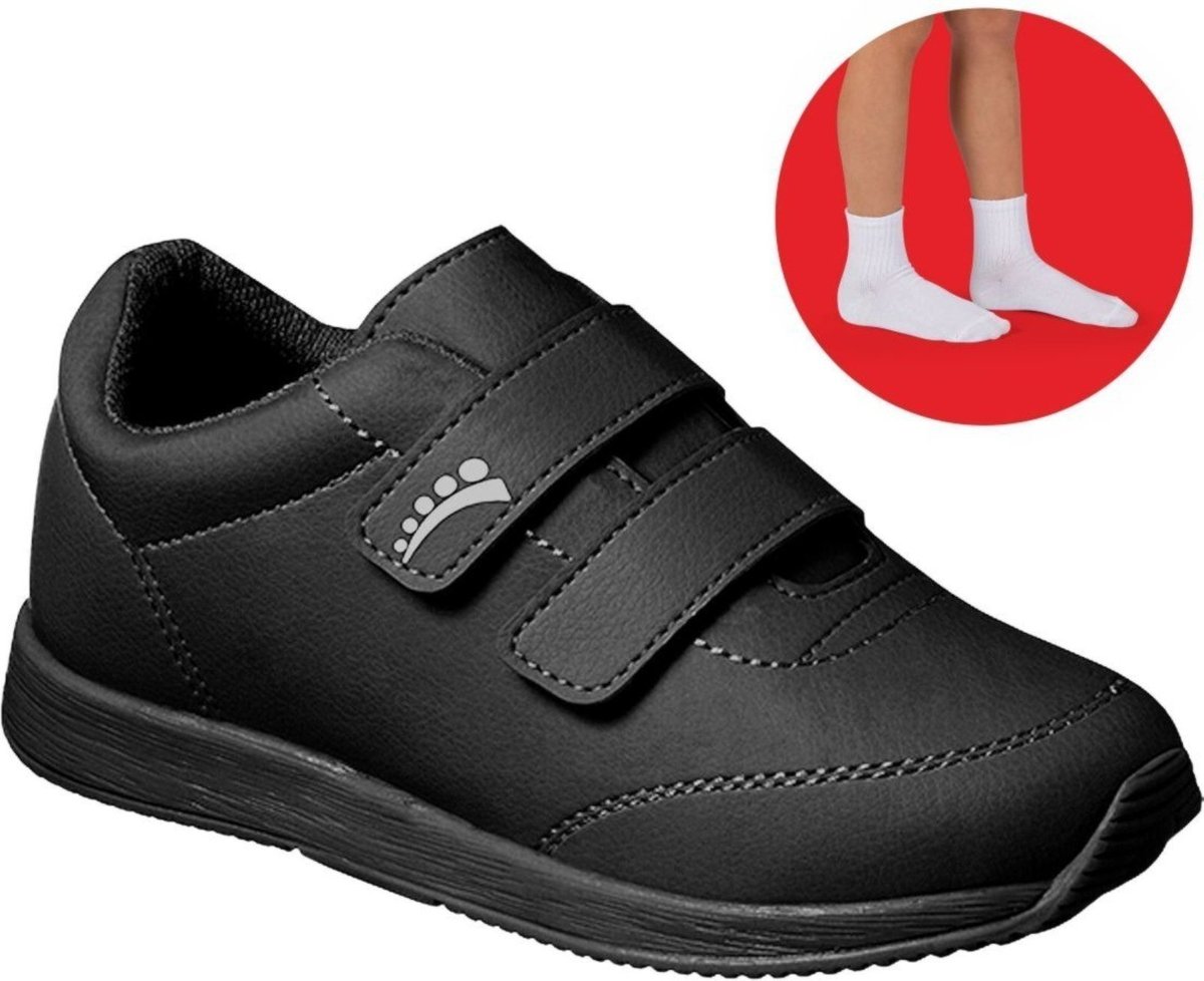 Imagem principal Infantil - Kit Tênis Ortopasso Jogging Menino Menina com Um Par de Meia preto Ortopasso preto