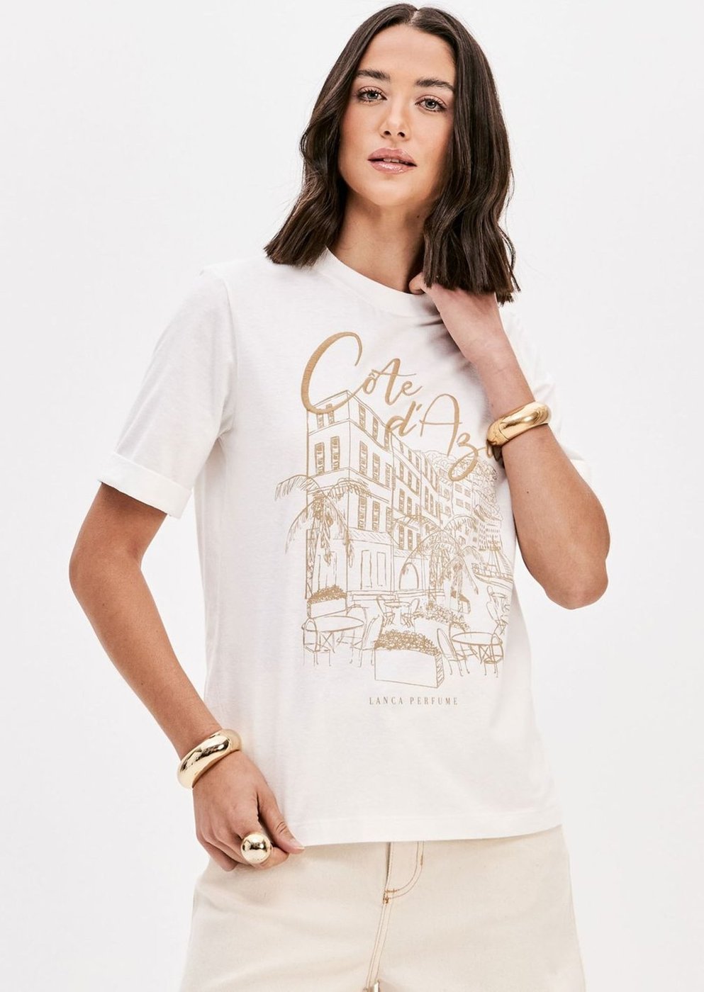 Imagem principal T-shirt Manga Curta Com Estampa Lança Perfume branco Lança Perfume branco