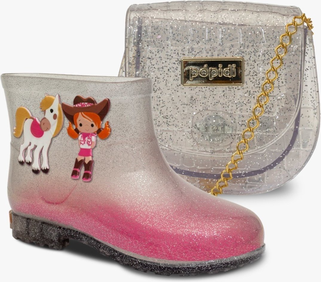Imagem principal Infantil - Kit Bolsa e Bota Galocha Feminina Pópidi Menina Cowgirl Glitter prata Pópidí prata