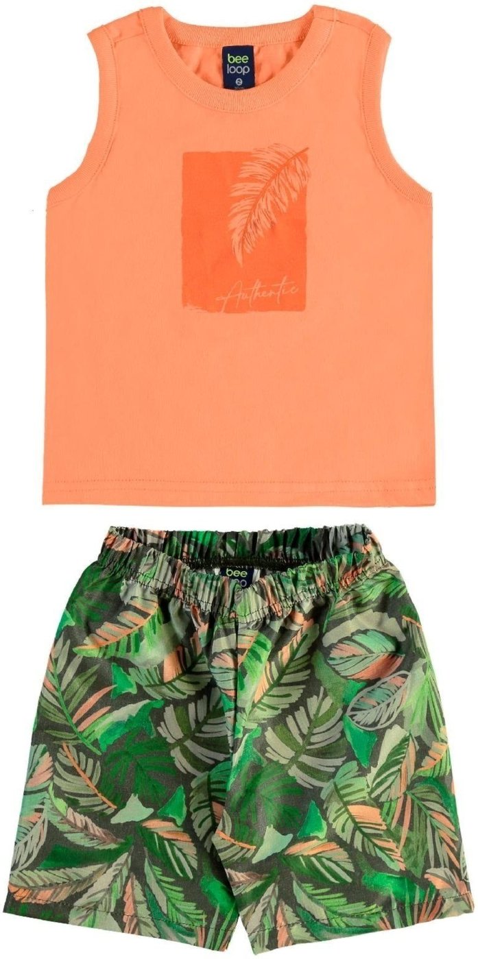 Imagem principal Infantil - Conjunto Tropical Regata Bermuda Bee Loop branco Bee Loop branco