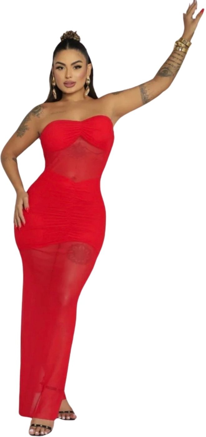 Vestido Summer Body Festa Longo Transparente Sensual Tomara Que Caia