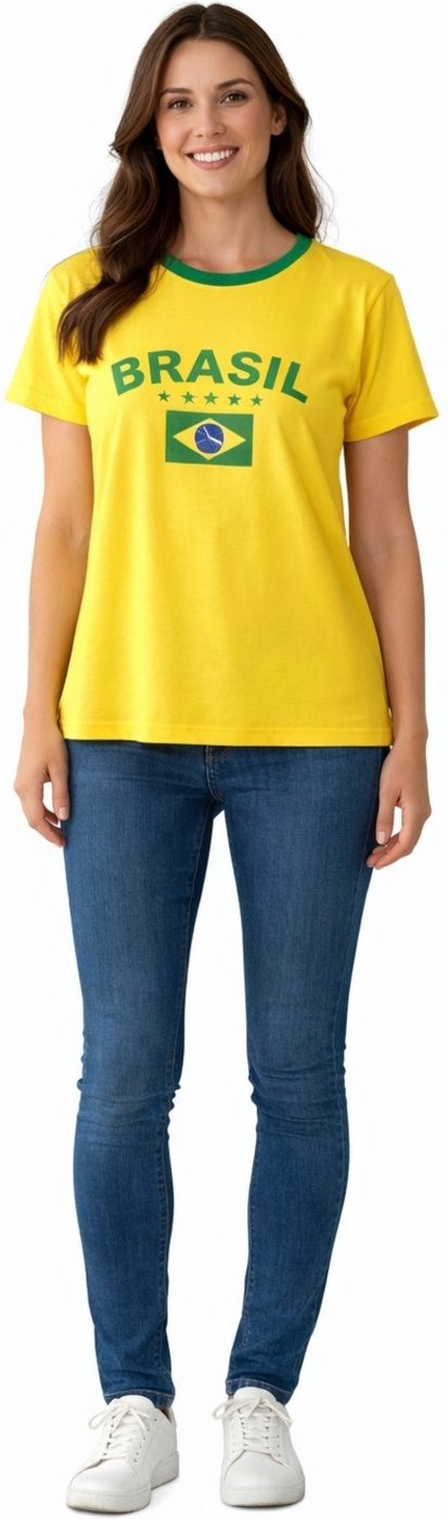Camiseta D Bell Outlet Fashion Estampa Brasil Amarela