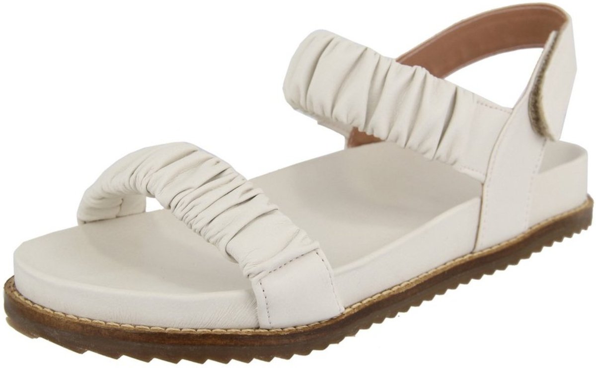 Sandália Papete Feminina Paula B Com Tiras Enrugadas Palmilha Confort Off White