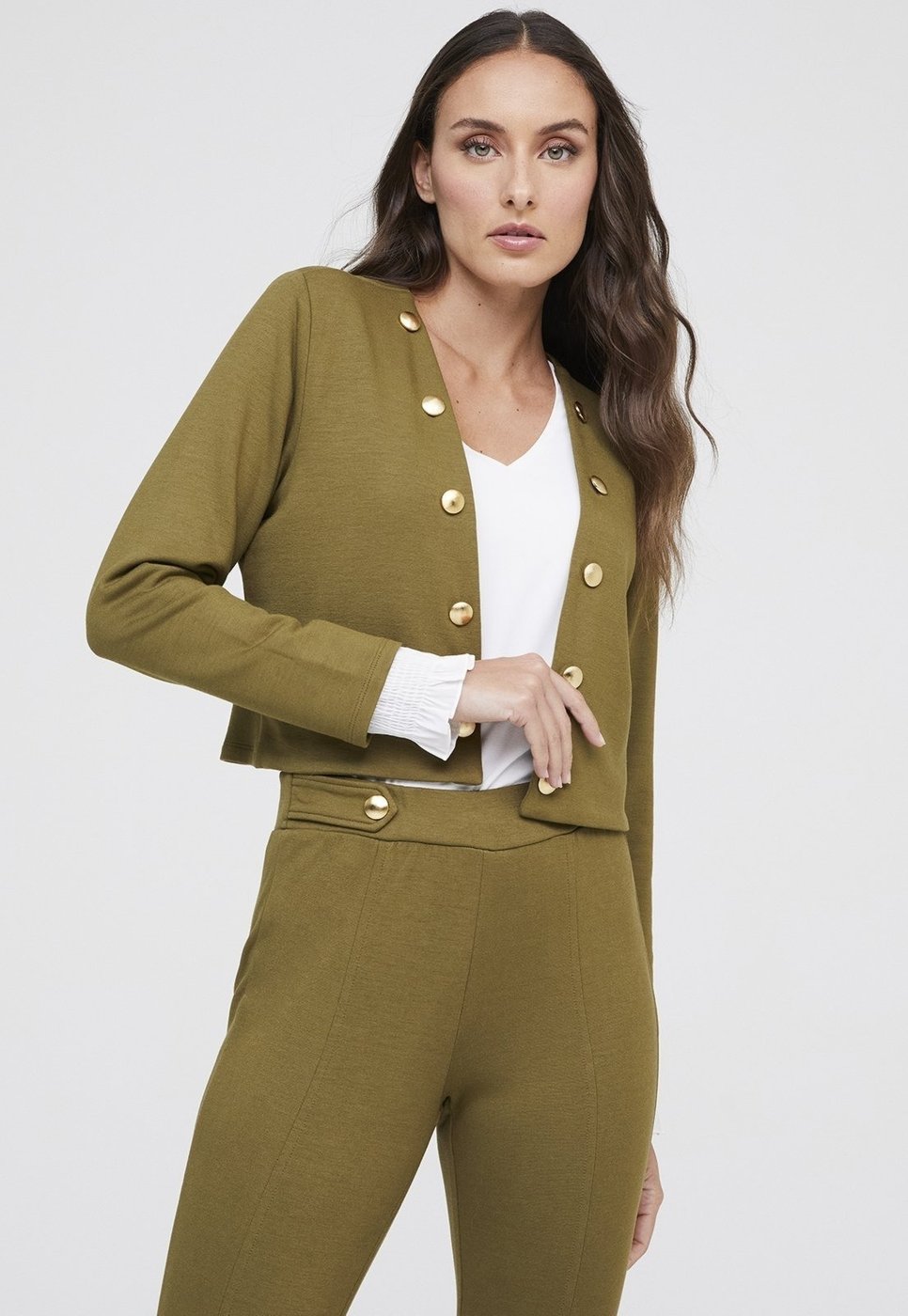 Imagem principal Casaco Cropped Traymon Com Botões verde oliva Traymon verde oliva