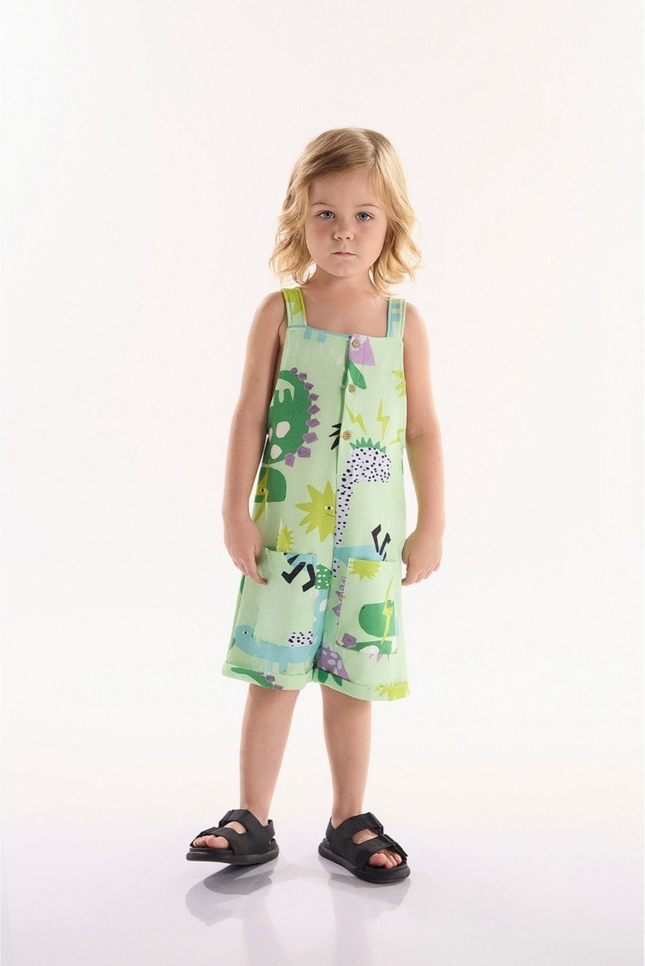 Imagem principal Infantil - Jardineira para Menino em Molecotton Dinos Três e Já verde Três e Já verde