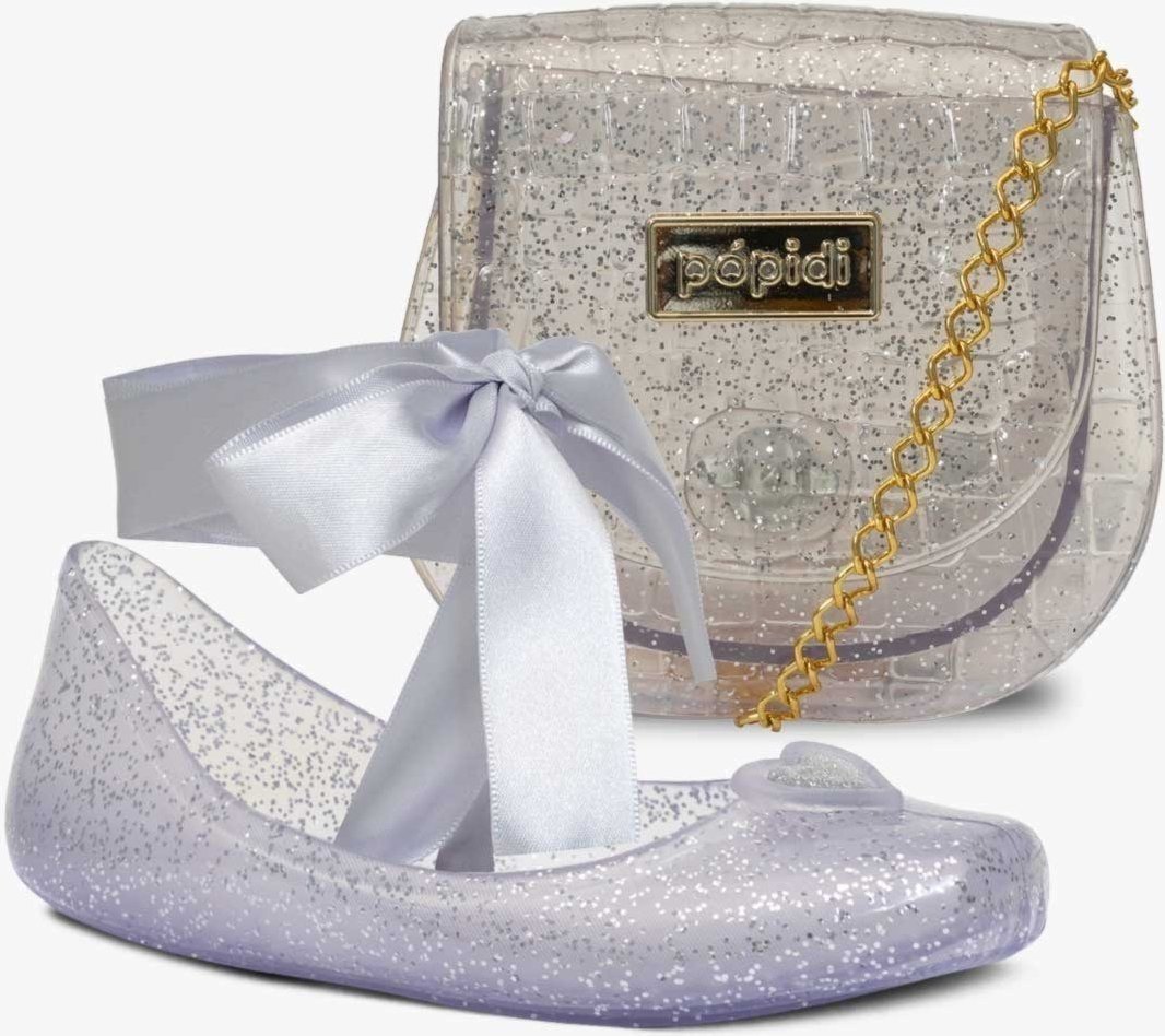 Imagem principal Infantil - Kit Bolsa E Sapatilha Bailarina Pópidi Menina Glitter prata Pópidí prata
