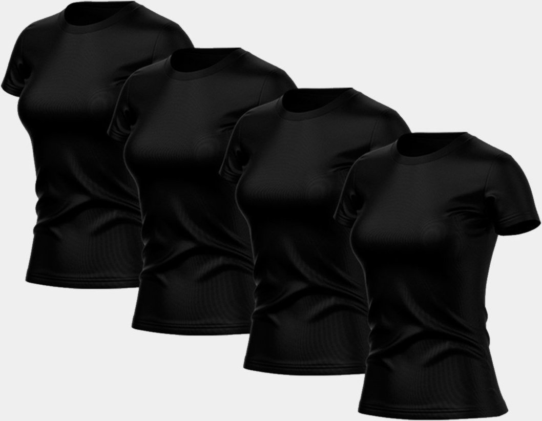 Imagem principal Kit 4 Camisetas Feminina Dry Fit Básica Lisa Proteção Solar UV Térmica Blusa Academia Esporte Camisa ADRIBEN preto ADRIBEN preto
