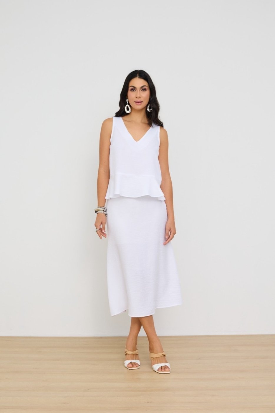 Imagem principal Saia Vanibele Midi Branca branco Vanibele branco