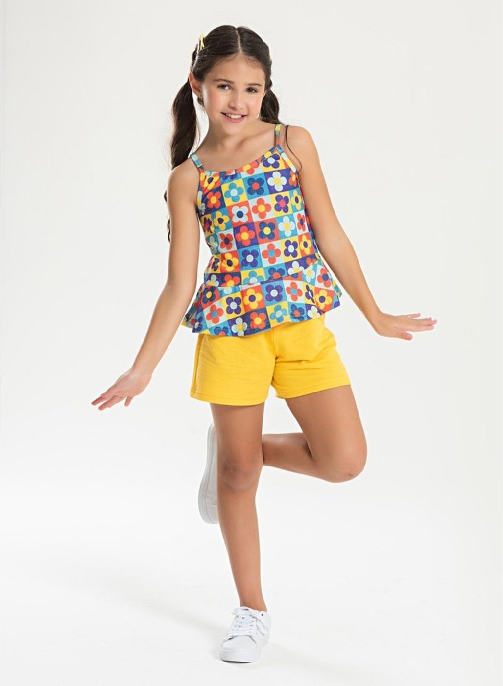 Imagem principal Infantil - Conjunto Verão Menina Regata Alcinha com Babado e Shorts Floral Molekada amarelo Molekada amarelo