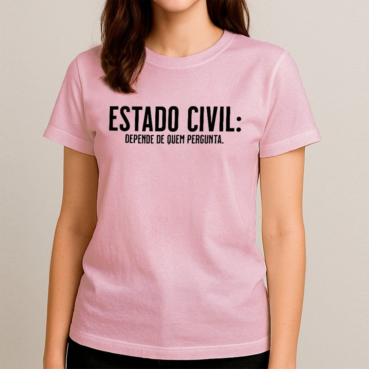Imagem principal Camiseta Ousy Básica Depende De Quem Pergunta Humor Sarcástico Unissex preto ousy preto