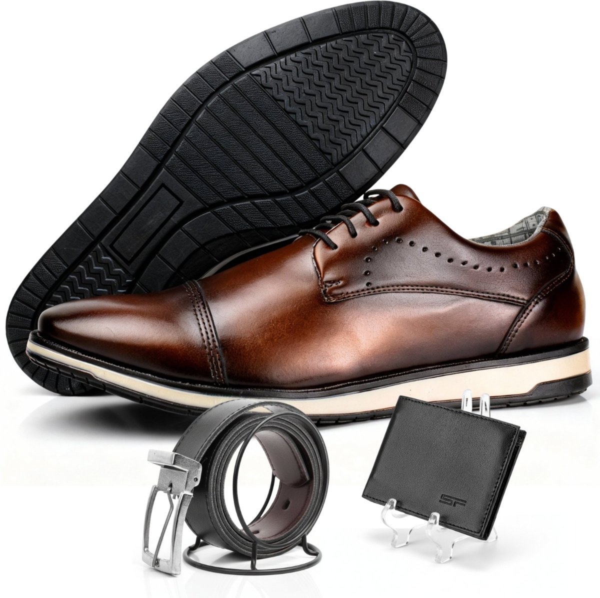 Sapato Social Oxford Masculino Reveillon Sapatofran Com Carteira e Cinto