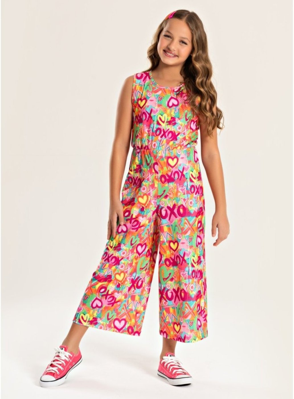 Imagem principal Infantil - Macacão Pantacourt Verão Menina Pink Corações XOXO Molekada rosa pink Molekada rosa pink