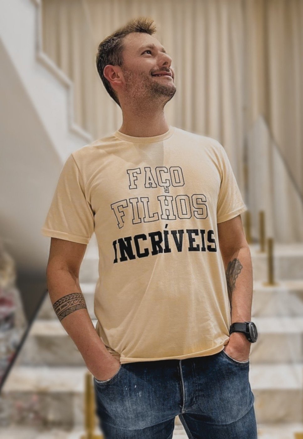 Imagem principal Infantil - Camiseta Platinum Adulto Faço Filhos Incríveis PLATINUM KIDS bege PLATINUM KIDS bege