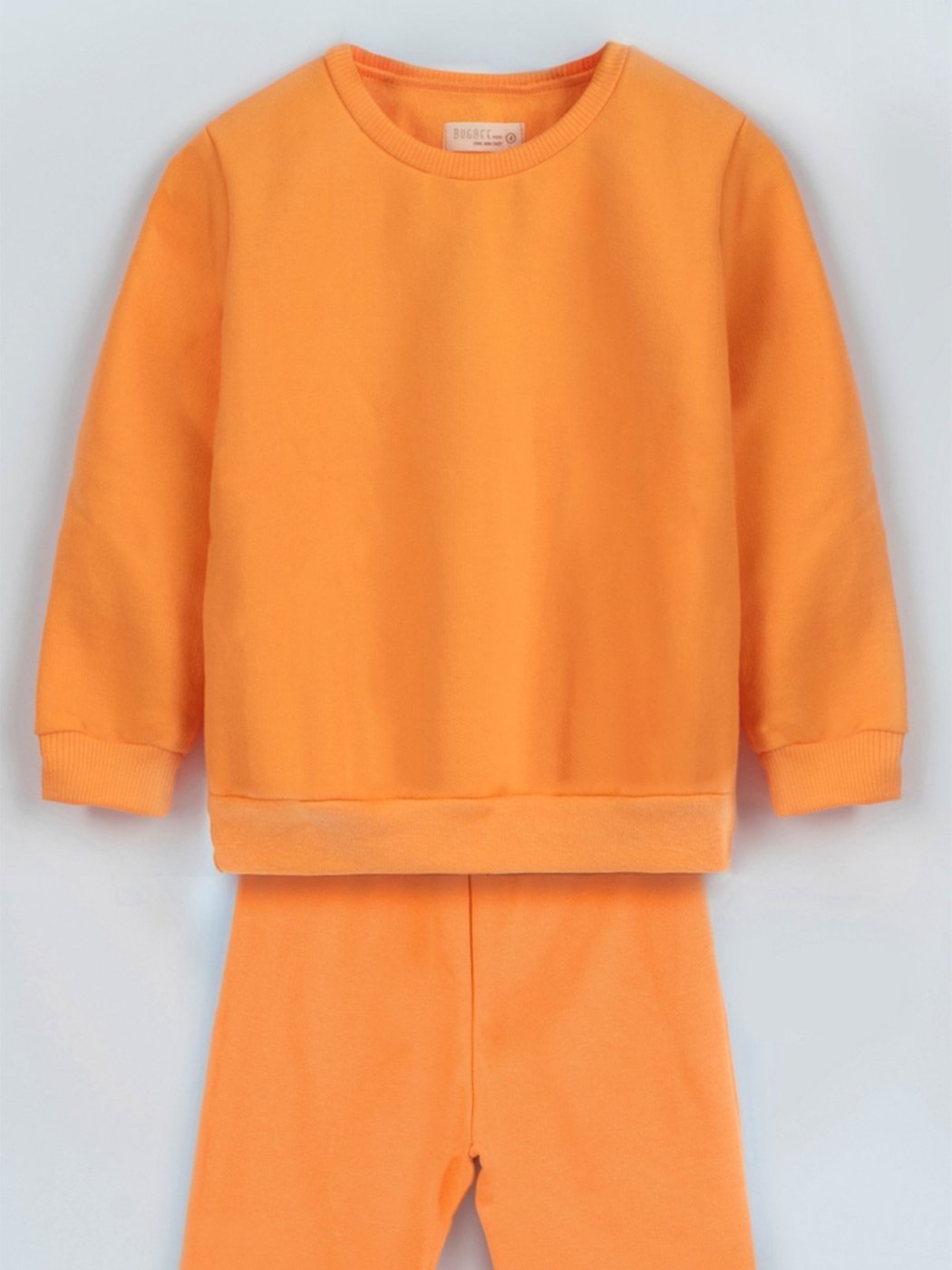 Imagem principal Infantil - Conjunto Bugbee Menina Liso Blusa Manga Comprida Gola Redonda Calça Moletom Felpado Tangerina laranja Bugbee laranja