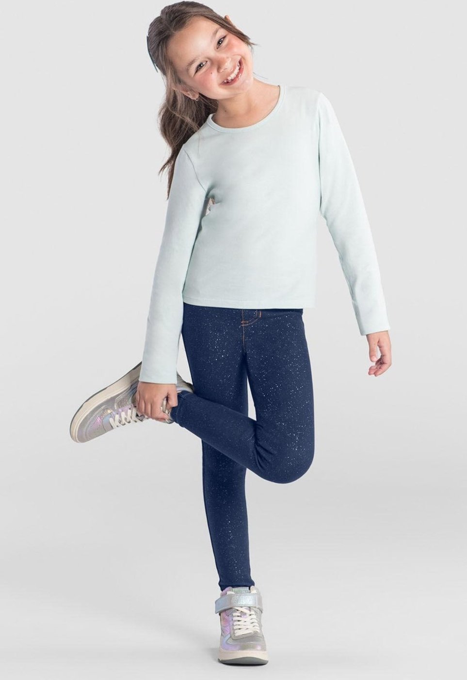 Infantil - Calça legging menina em cotton jeans Brandili - 1