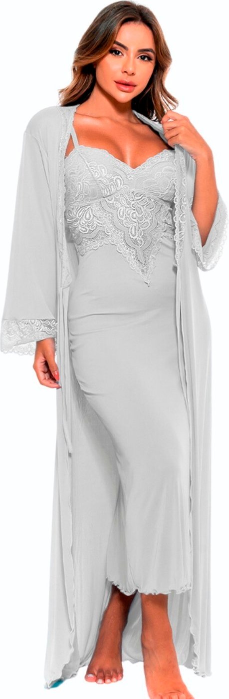 Imagem principal Robe Gabi Lingerie Longo Microfibra Rendado branco Gabi Lingerie branco