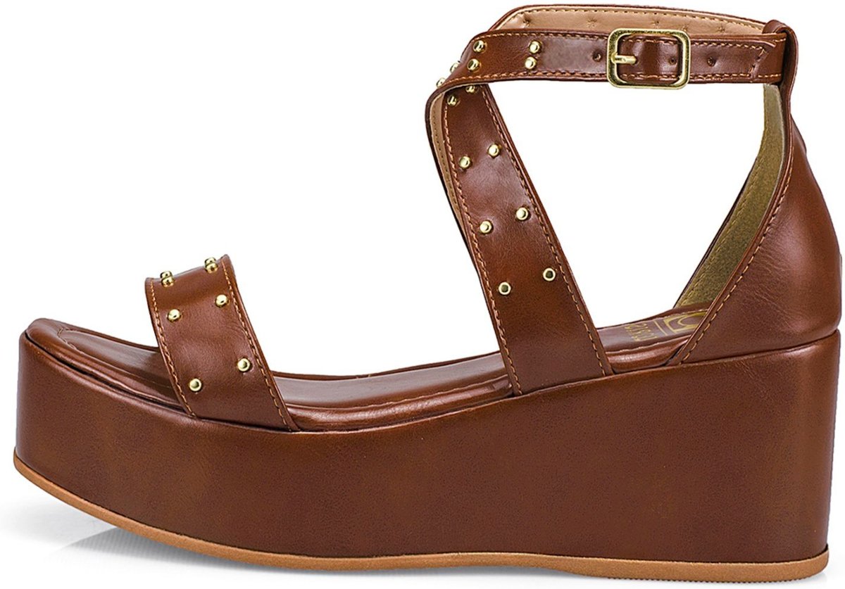 Imagem principal Sandália Feminina Tira Anabela Flatform Fivela 410 LÓRIS SHOES caramelo LÓRIS SHOES caramelo