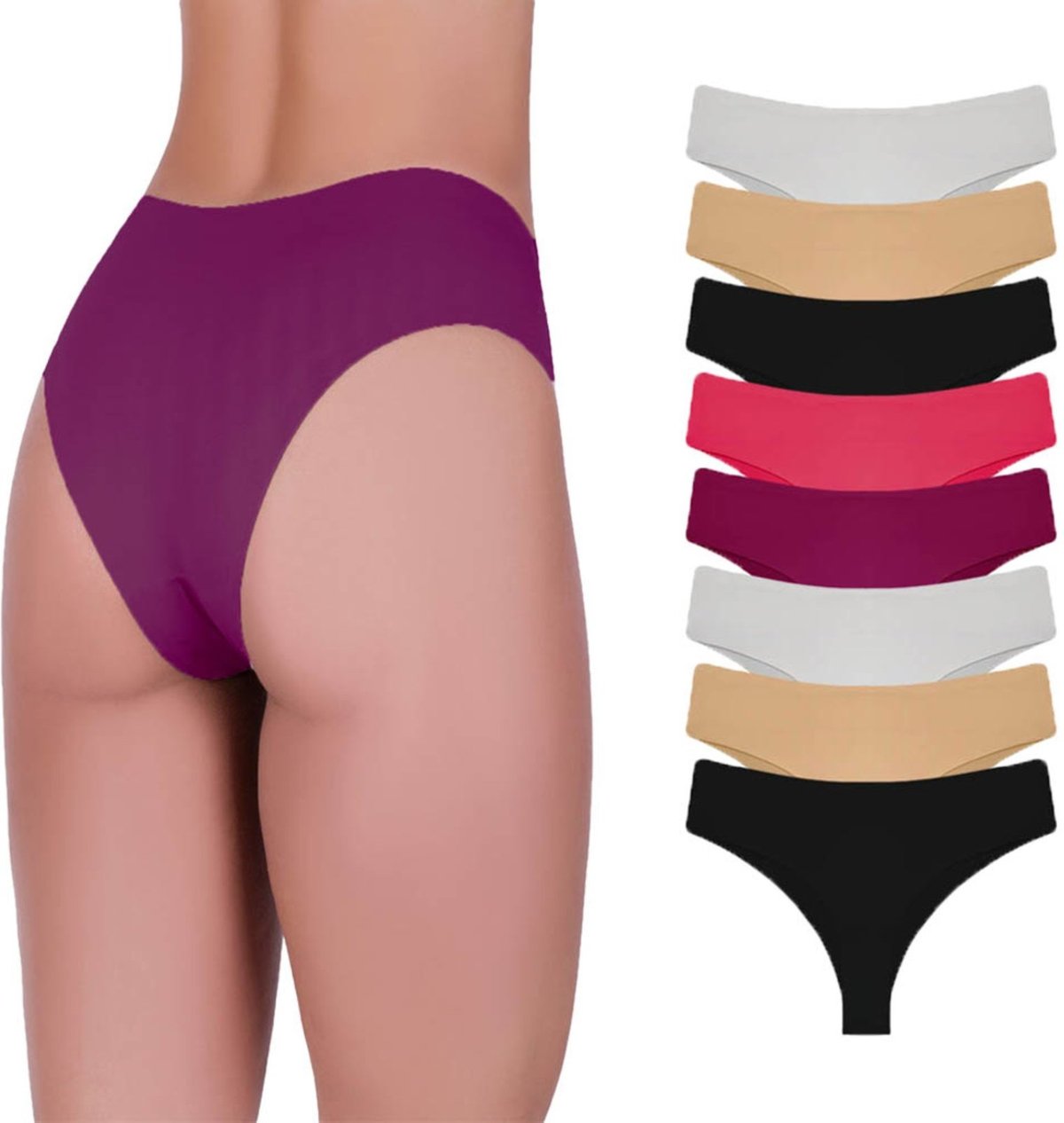 Imagem principal Kit 8 Calcinhas Tanga Corte A Laser Microfibra Sortida Colorido QLC SPORT multicolorido QLC SPORT multicolorido