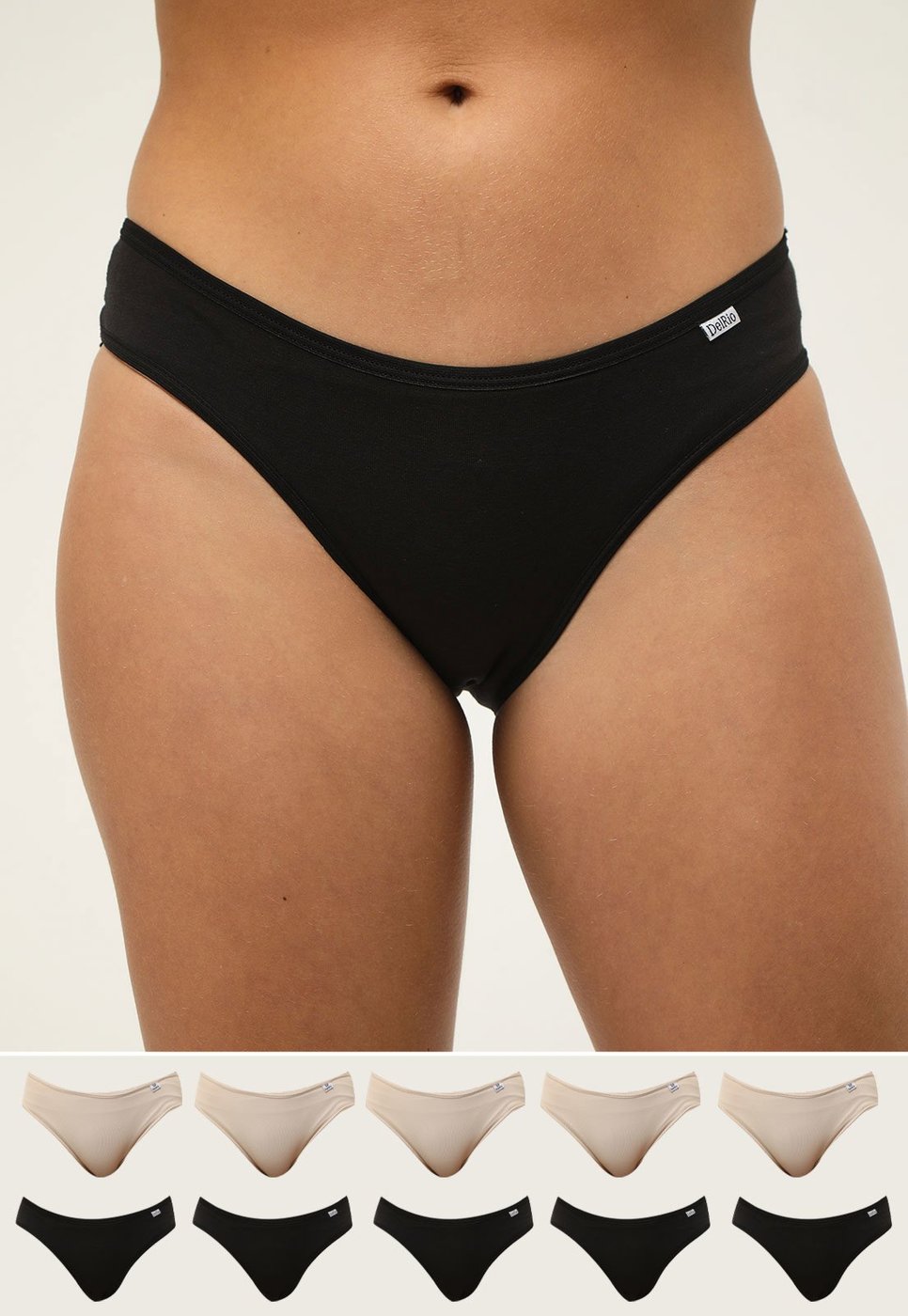 Kit 10pçs Calcinha DelRio Algodão Biquíni Lisa Preta