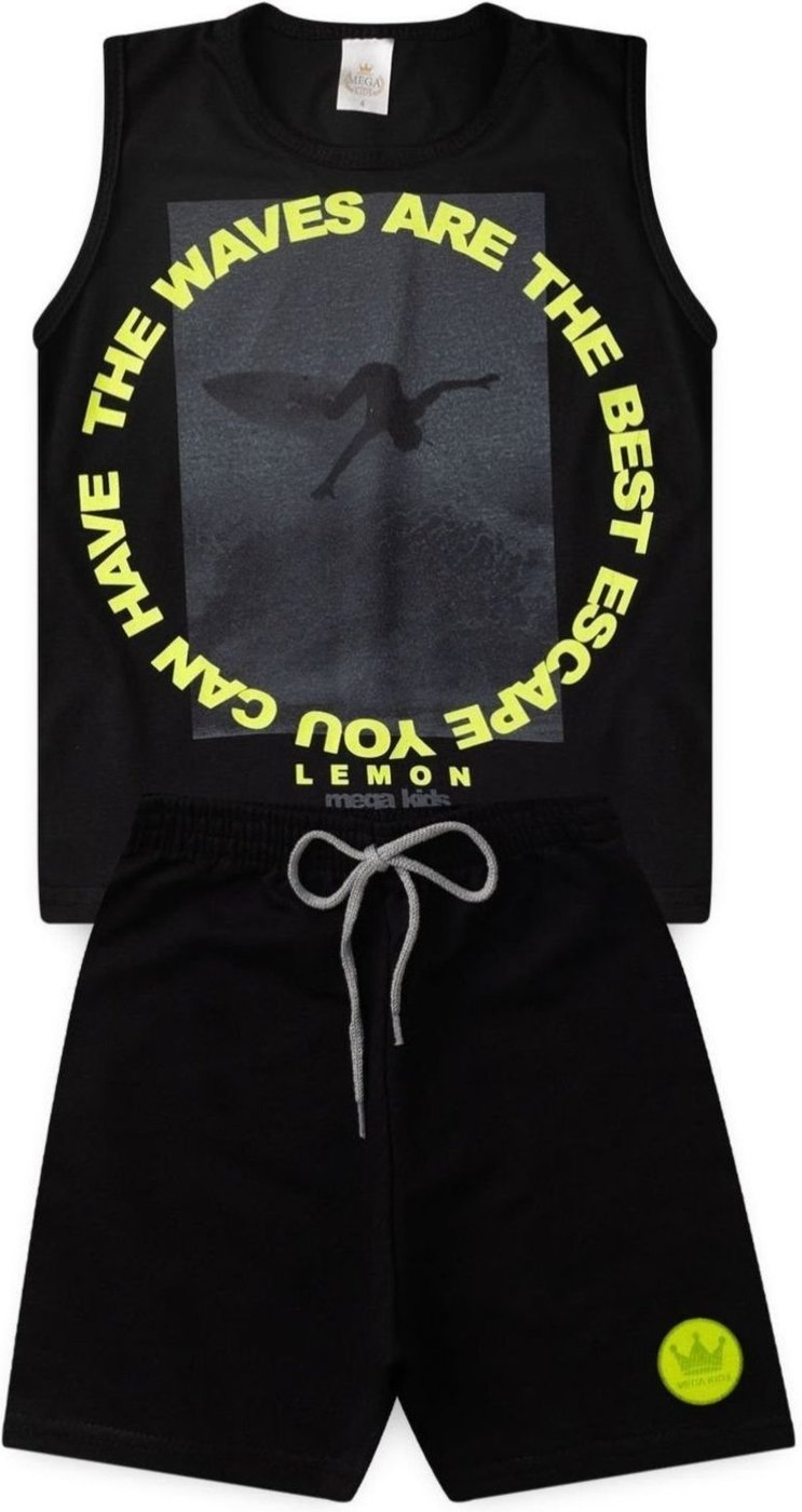 Imagem principal Infantil - Conjunto Verão Masculino Regata Surfando - Preto Mega Kids unico Mega Kids unico