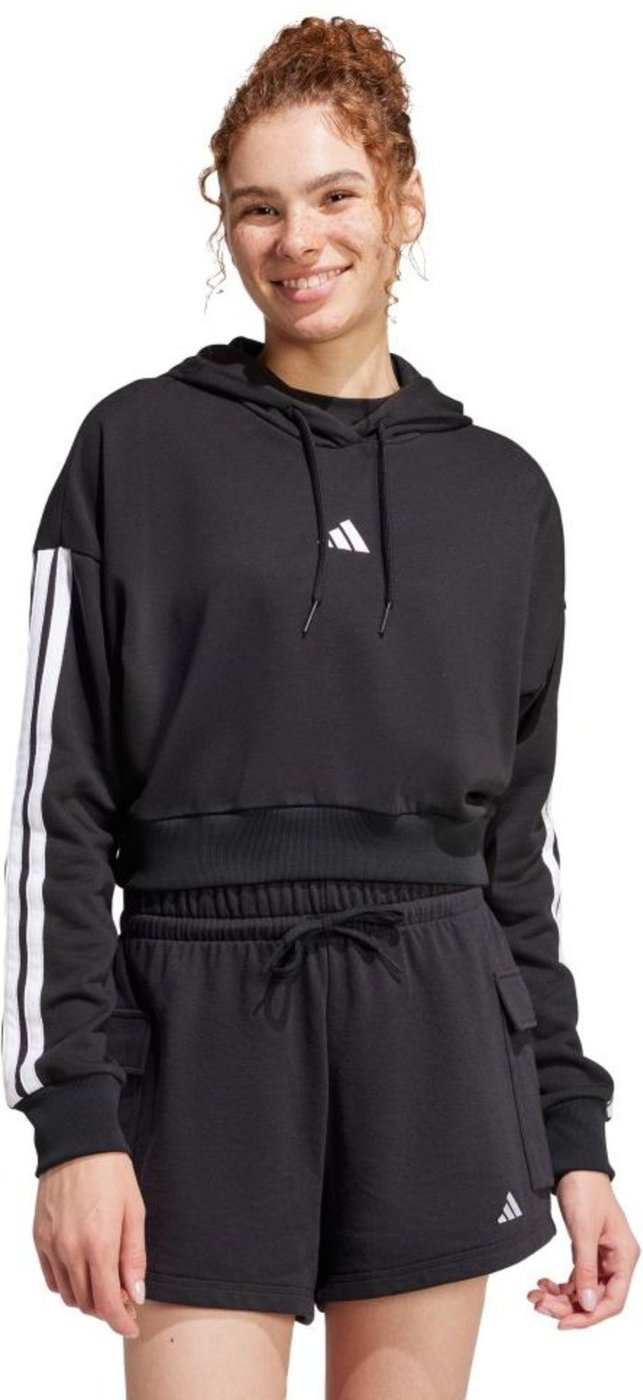 Moletom Capuz Essentials French Terry Crop 3 listras adidas Sportswear