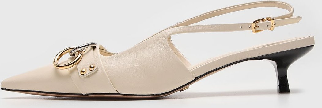 Scarpin Slingback Vicenza Aplicação Off-White