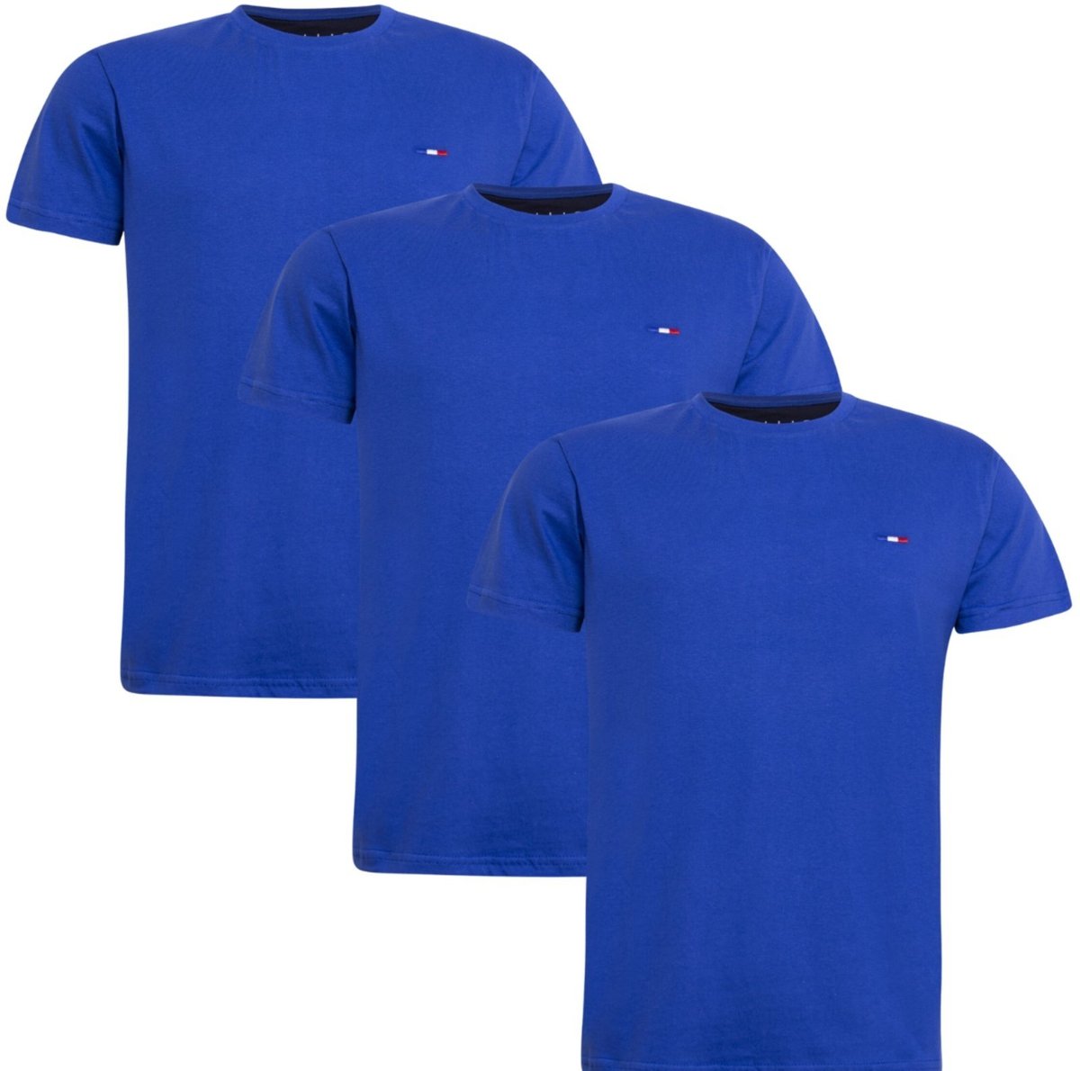 Imagem principal Kit 3 Peças Camisetas Básicas Masculina FMF Royal em Algodão Premium no Estilo Tommy Bordado França preto azul FMF preto azul
