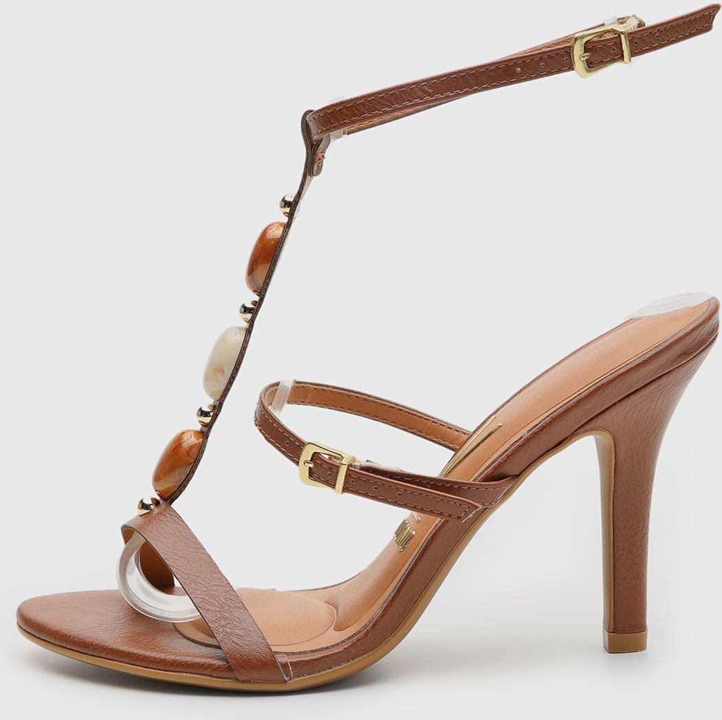 Sandália Feminina Vizzano Salto Alto Pedraria